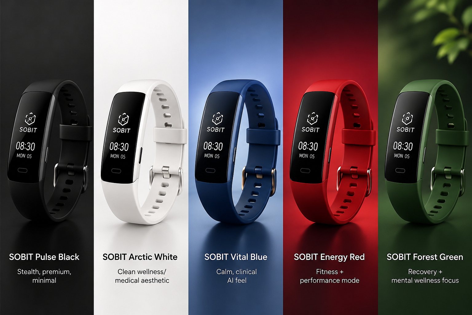 SOBIT A.I. Device — Pulse Black, Arctic White, Vital Blue, Energy Red, Forest Green